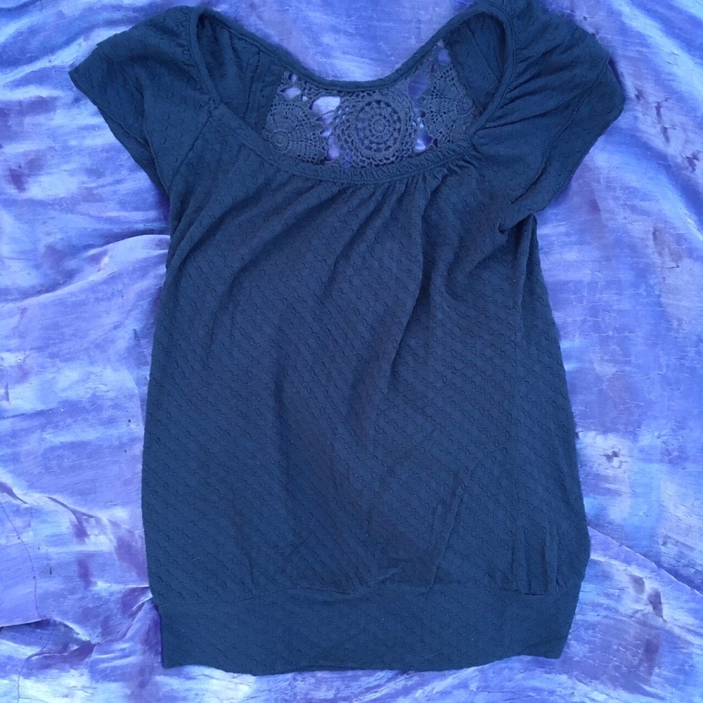 crocheted mandala knit embellished babydoll top